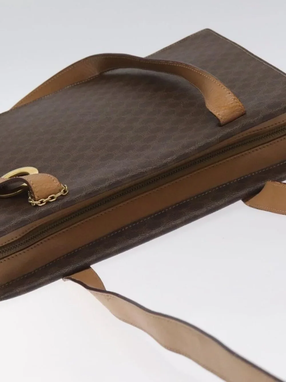 Authentic CELINE Macadam Canvas Shoulder Bag PVC Brown Gold - Picture 13 of 16